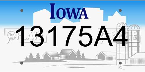 13175A4 Iowa License Plate
