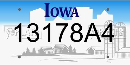 13178A4 Iowa License Plate