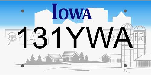 131YWA Iowa License Plate