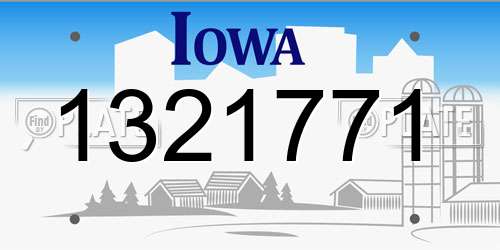 1321771 Iowa License Plate