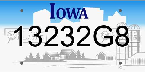13232G8 Iowa License Plate