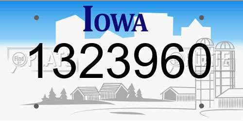 1323960 Iowa License Plate