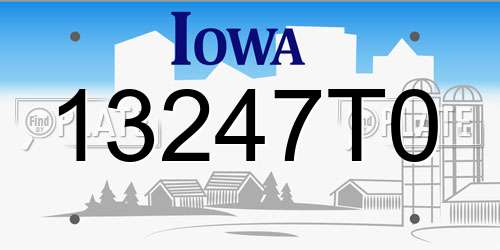 13247T0 Iowa License Plate