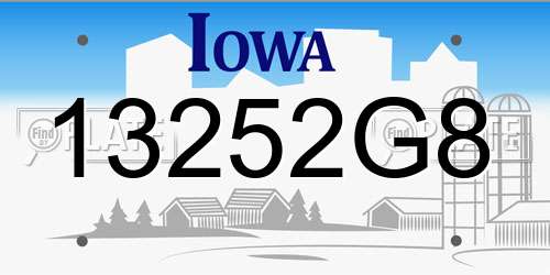 13252G8 Iowa License Plate