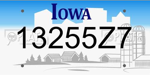 13255Z7 Iowa License Plate