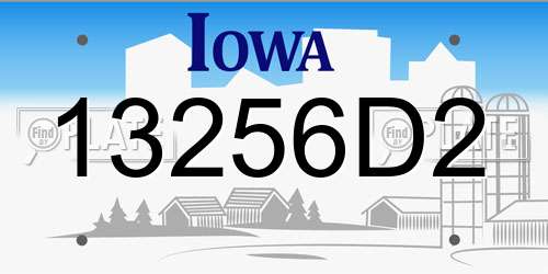 13256D2 Iowa License Plate