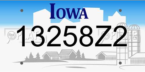 13258Z2 Iowa License Plate