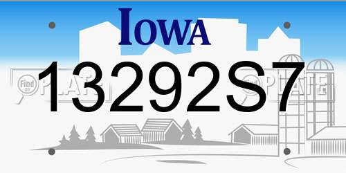 13292S7 Iowa License Plate