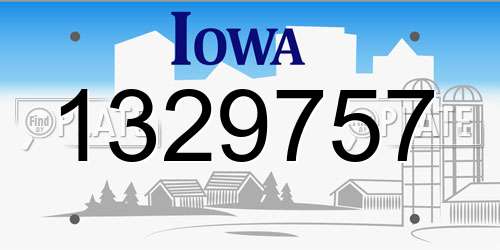 1329757 Iowa License Plate