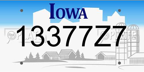 13377Z7 Iowa License Plate