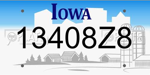 13408Z8 Iowa License Plate