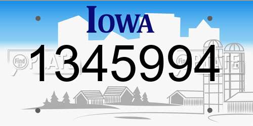 1345994 Iowa License Plate