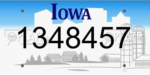 1348457 Iowa License Plate