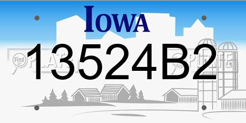 13524B2 Iowa License Plate