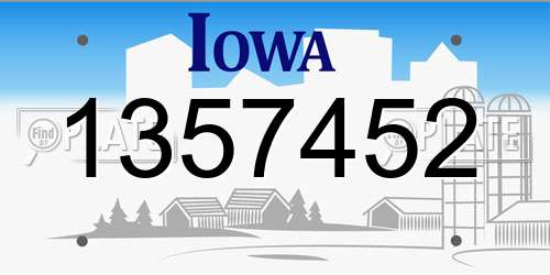 1357452 Iowa License Plate