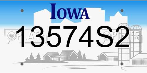13574S2 Iowa License Plate