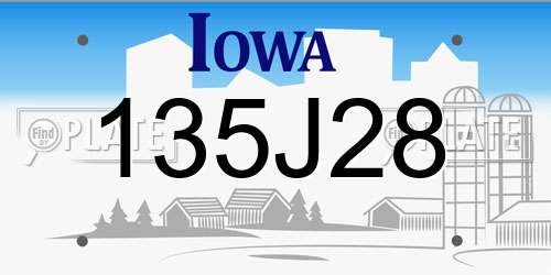 135J28 Iowa License Plate