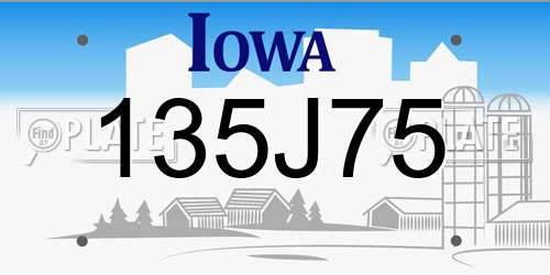 135J75 Iowa License Plate