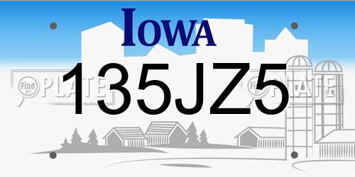 135JZ5 Iowa License Plate