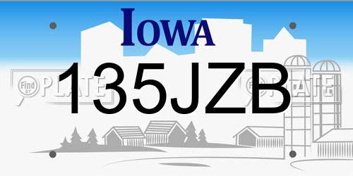 135JZB Iowa License Plate