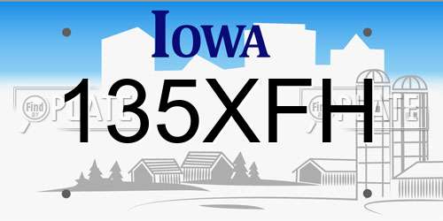 135XFH Iowa License Plate