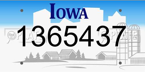 1365437 Iowa License Plate