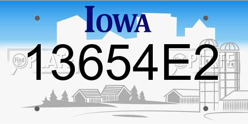 13654E2 Iowa License Plate