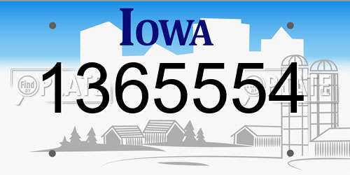 1365554 Iowa License Plate