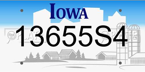13655S4 Iowa License Plate
