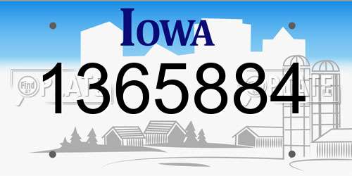 1365884 Iowa License Plate
