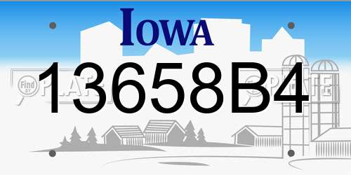 13658B4 Iowa License Plate