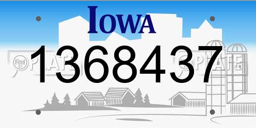 1368437 Iowa License Plate