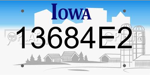 13684E2 Iowa License Plate