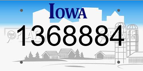 1368884 Iowa License Plate