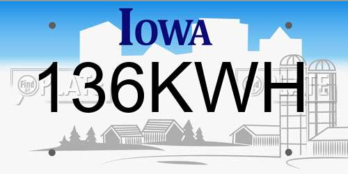 136KWH Iowa License Plate