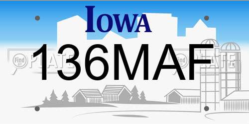 136MAF Iowa License Plate