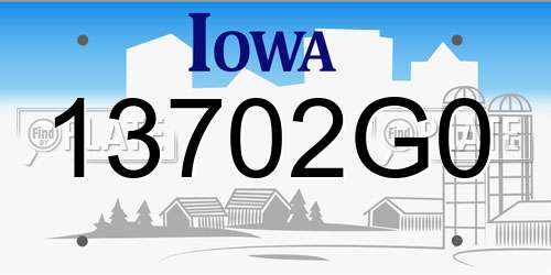 13702G0 Iowa License Plate