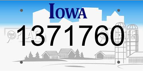 1371760 Iowa License Plate