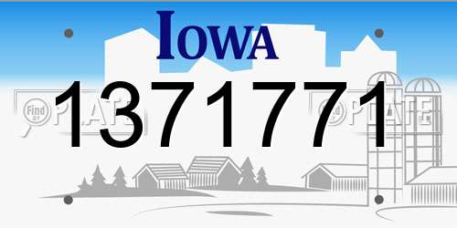 1371771 Iowa License Plate