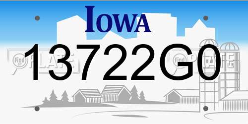 13722G0 Iowa License Plate