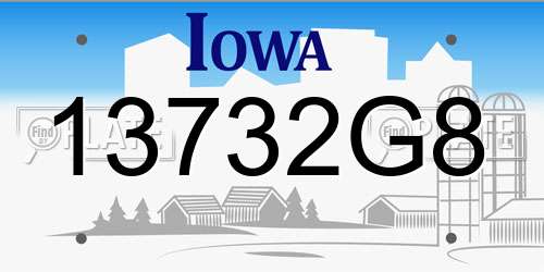 13732G8 Iowa License Plate