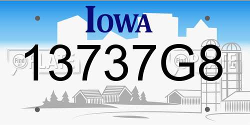 13737G8 Iowa License Plate