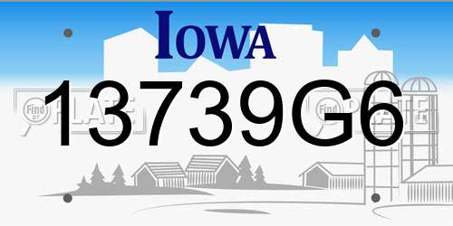 13739G6 Iowa License Plate