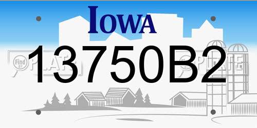 13750B2 Iowa License Plate