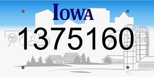 1375160 Iowa License Plate