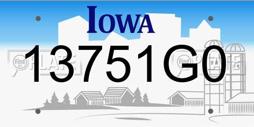 13751G0 Iowa License Plate
