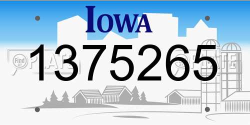 1375265 Iowa License Plate