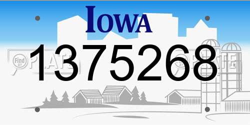 1375268 Iowa License Plate