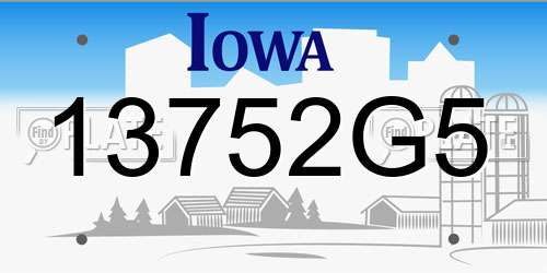 13752G5 Iowa License Plate