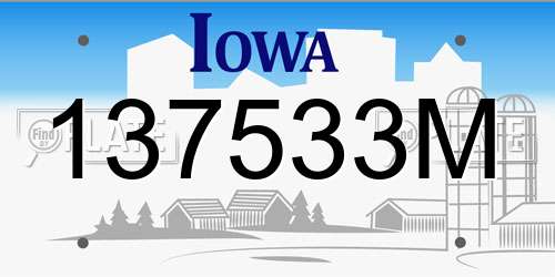 137533M Iowa License Plate